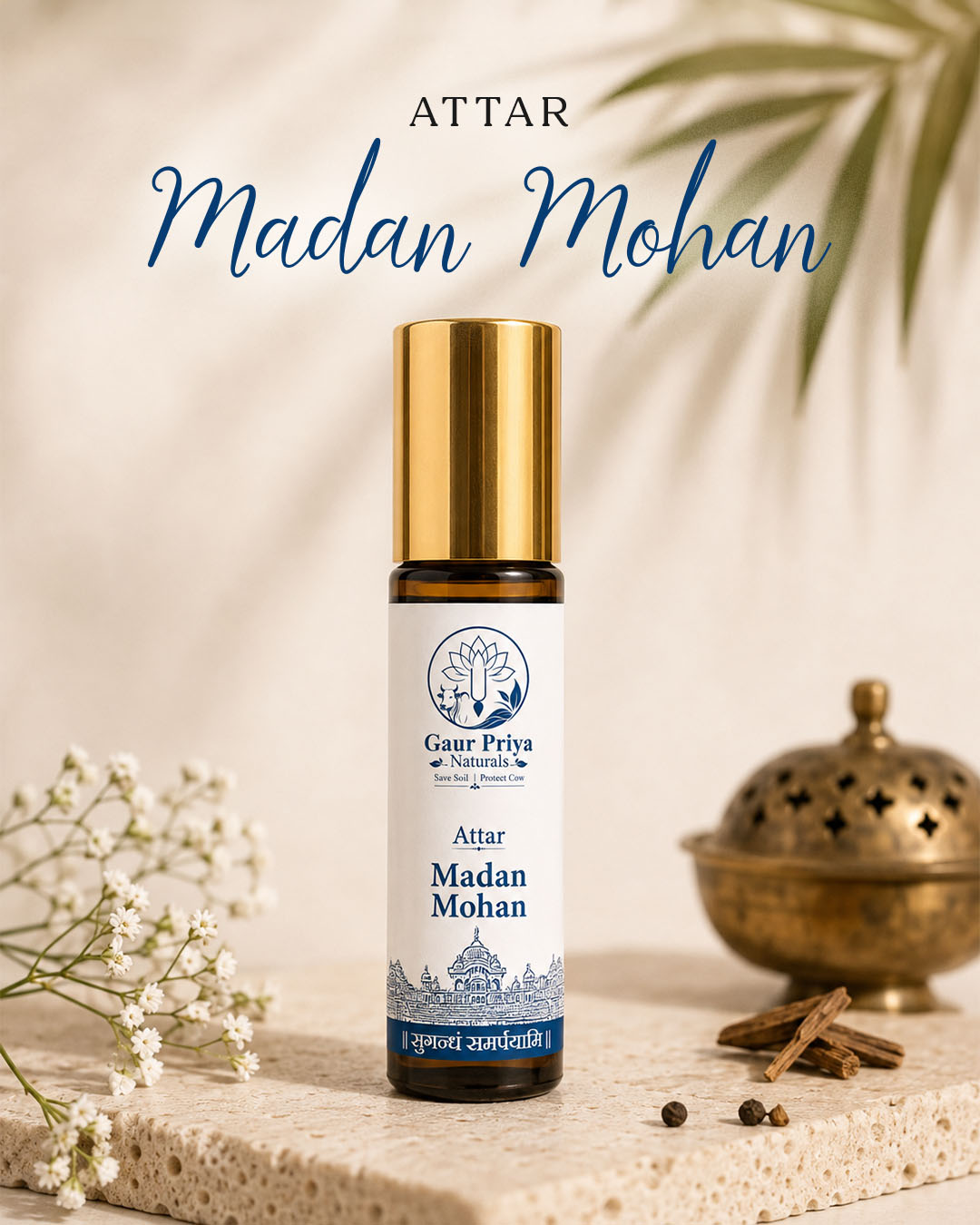 Madan Mohan Attar by Gaur Priya Naturals, 10 ml roll-on bottle