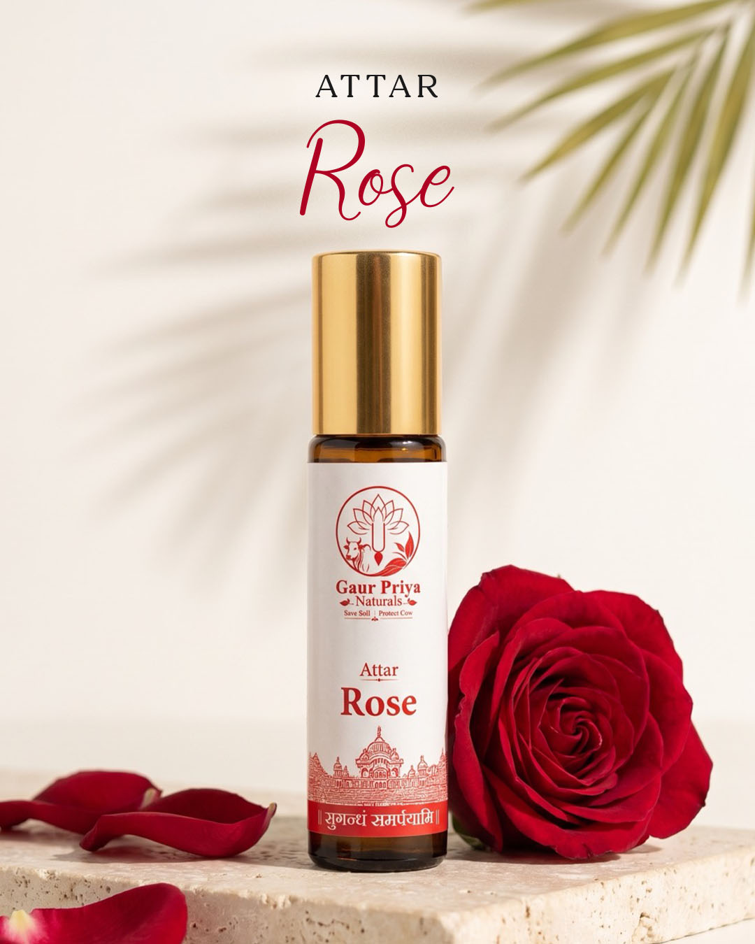 Rose Attar by Gaur Priya Naturals, 10 ml roll-on bottle
