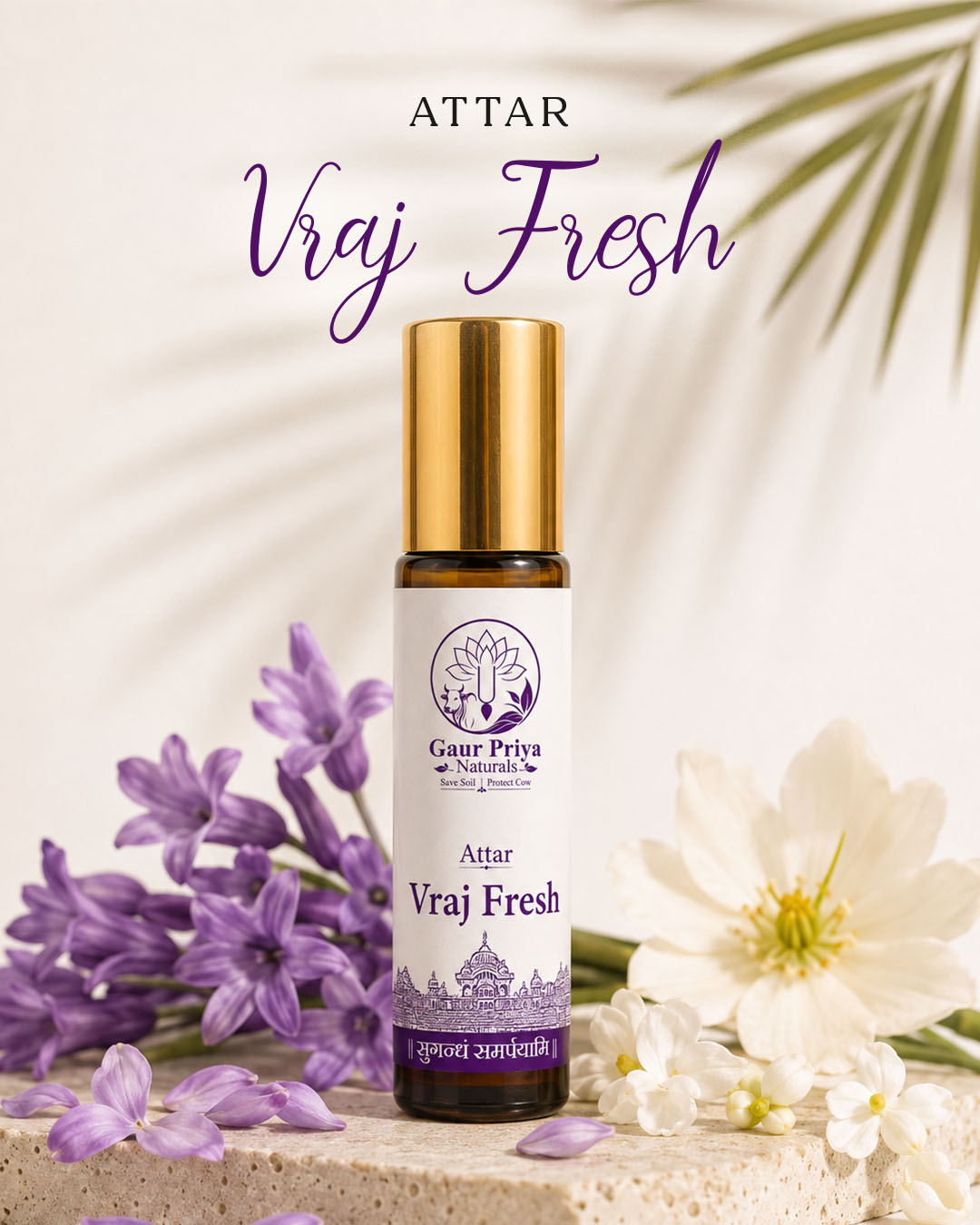 Vraj Fresh Attar by Gaur Priya Naturals, 10 ml roll-on bottle