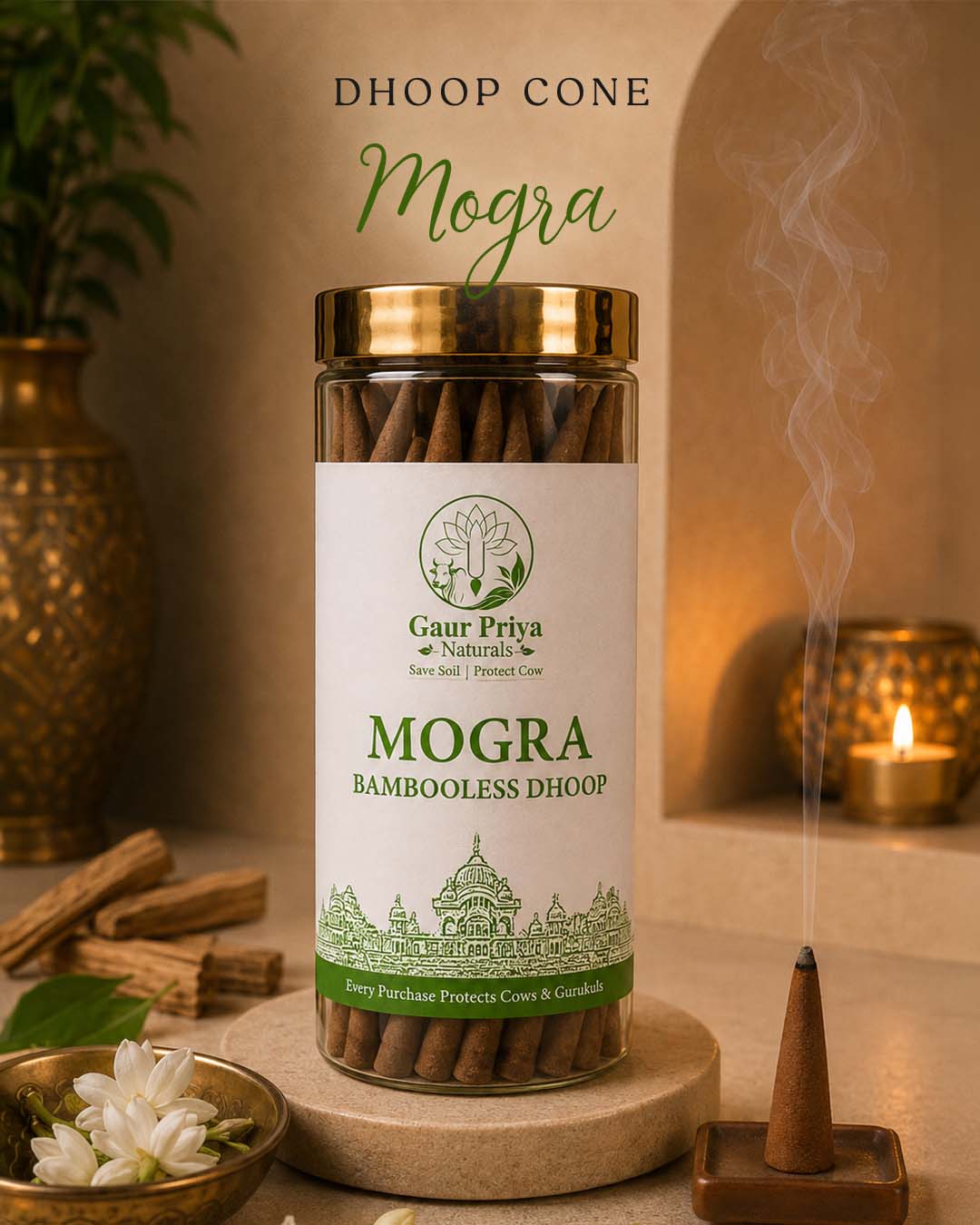 Mogra dhoop cones by Gaur Priya Naturals, 100 g pack