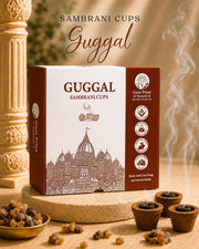Guggal Sambrani Cups by Gaur Priya Naturals, pack of 12 cups with a cup holder